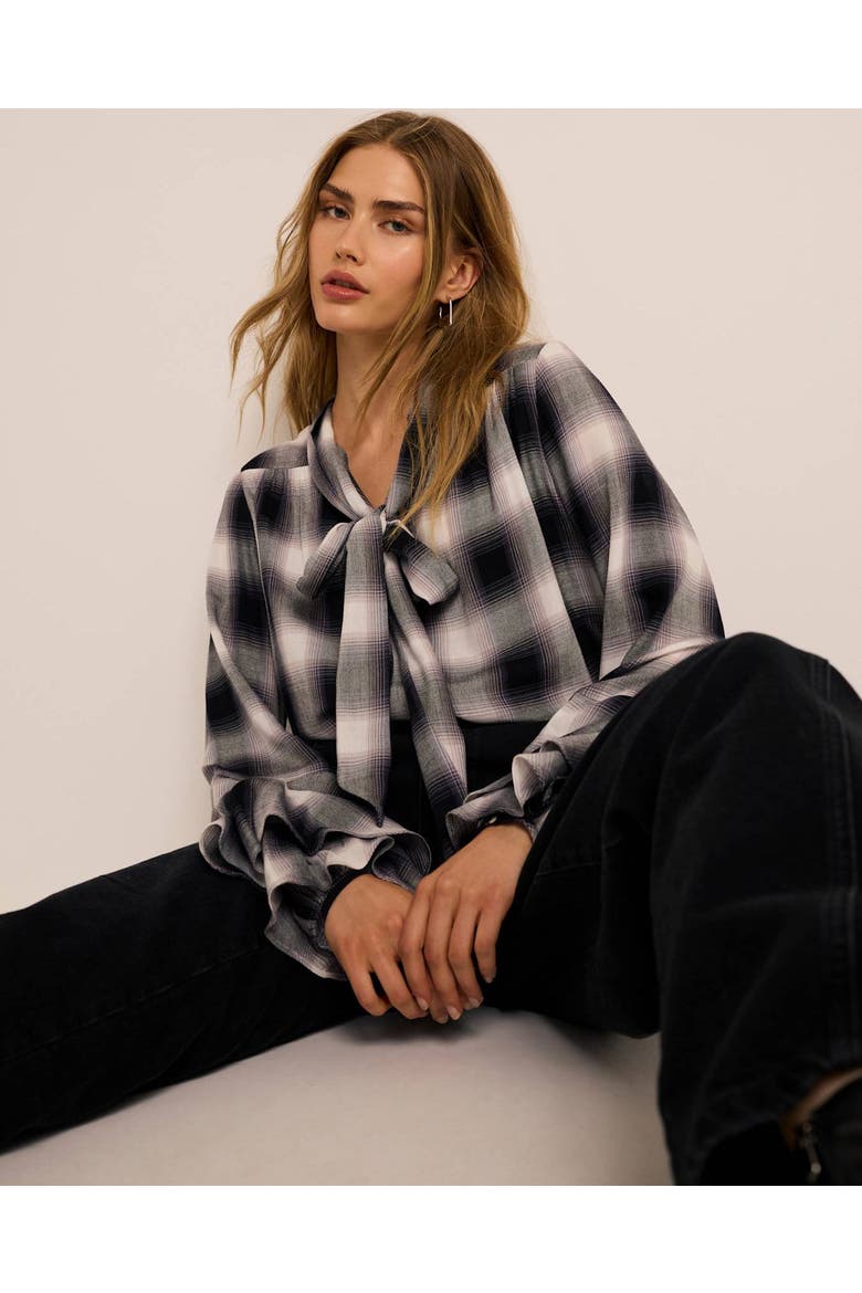 Check Blouse, Alternate, color, Grey
