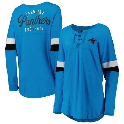 Women's New Era Blue Carolina Panthers Athletic Varsity Lace-Up Long Sleeve T-Shirt