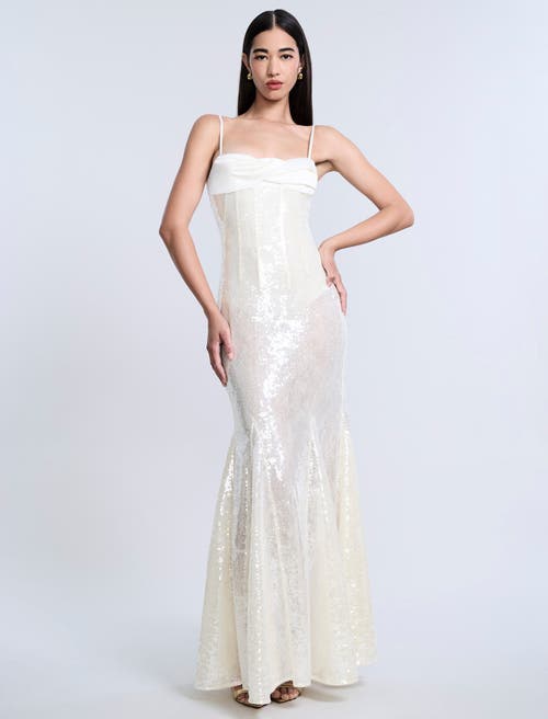 Bcbg Sequin Lace Gusset Gown In White