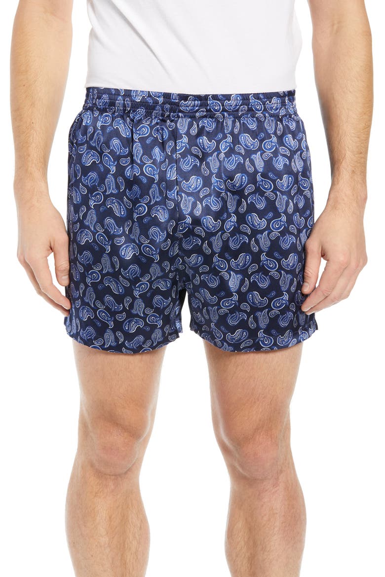 Sapphire Silk Boxers, Main, color, NAVY PAISLEY