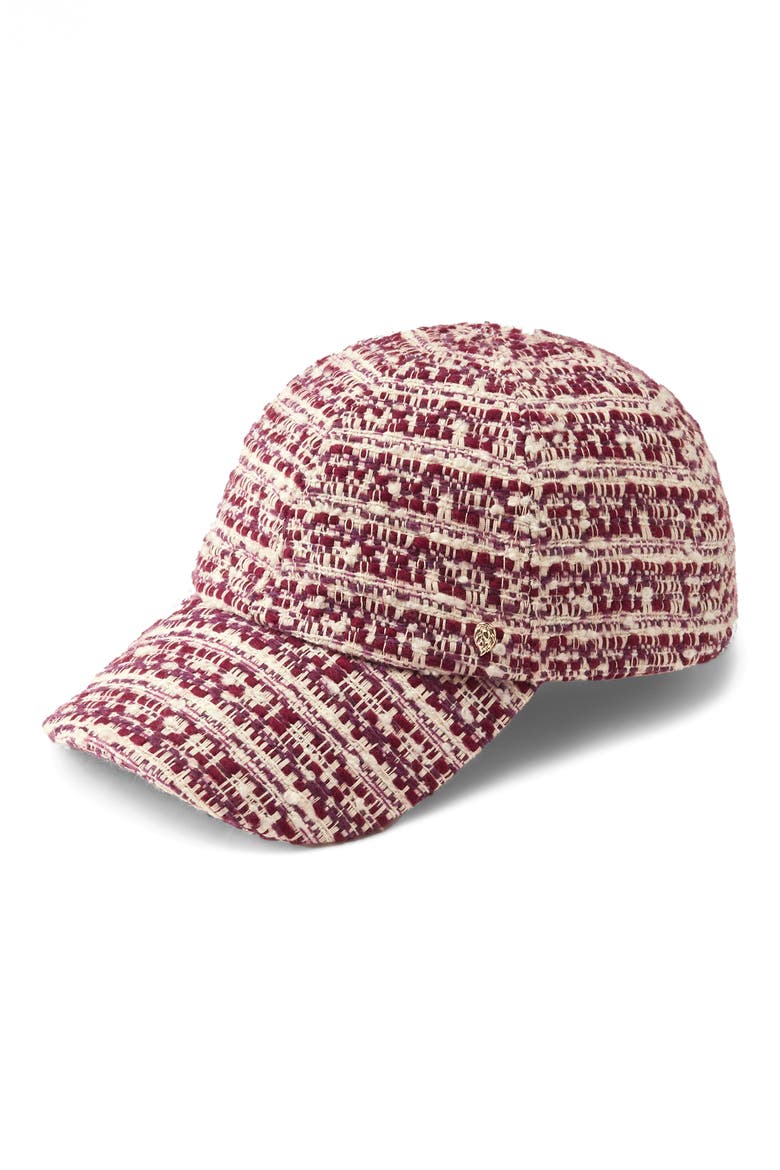 Charlette Bouclé Baseball Cap, Main, color, CRANBERRY