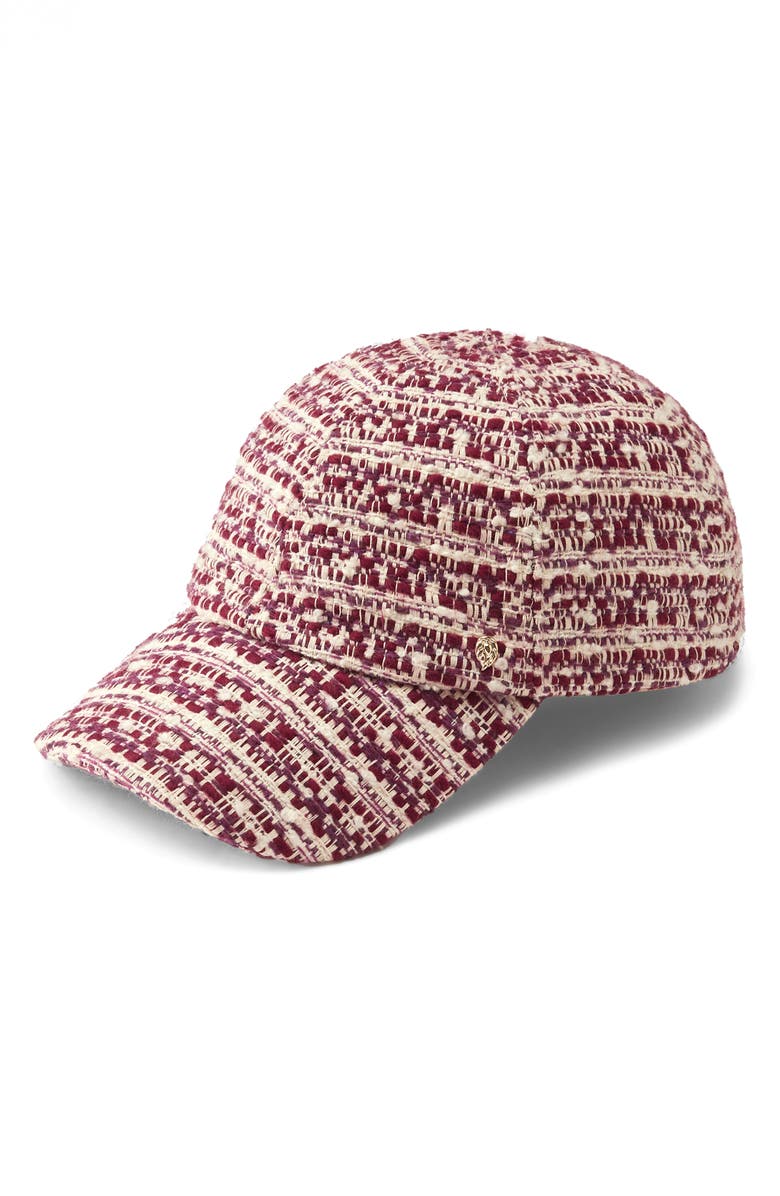 Helen Kaminski Charlette Bouclé Baseball Cap, Main, color, Cranberry