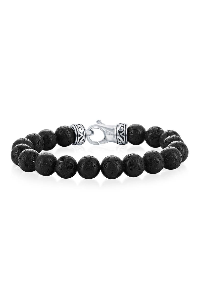 Men's Beaded Bracelet, Main, color, BLACK