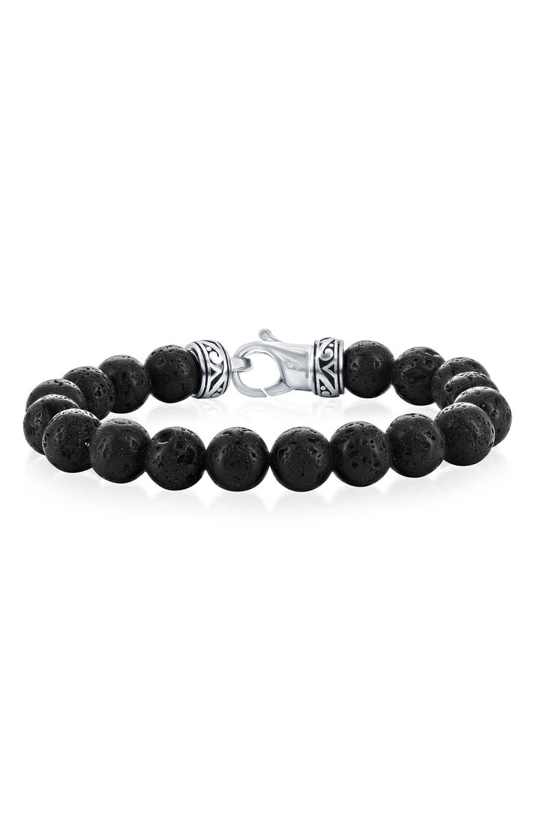 BLACKJACK Men's Beaded Bracelet, Main, color, Black