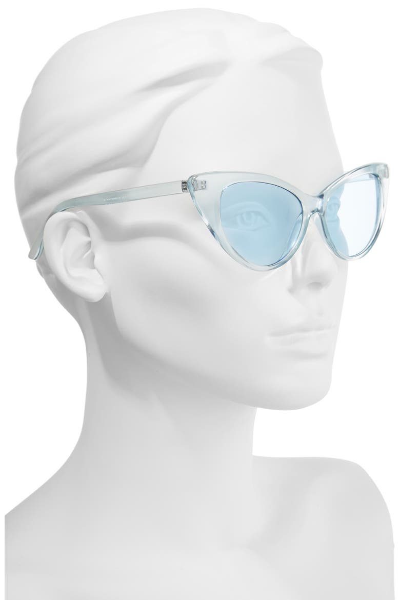 55mm Transparent Pastel Cat Eye Sunglasses, Alternate, color, BLUE