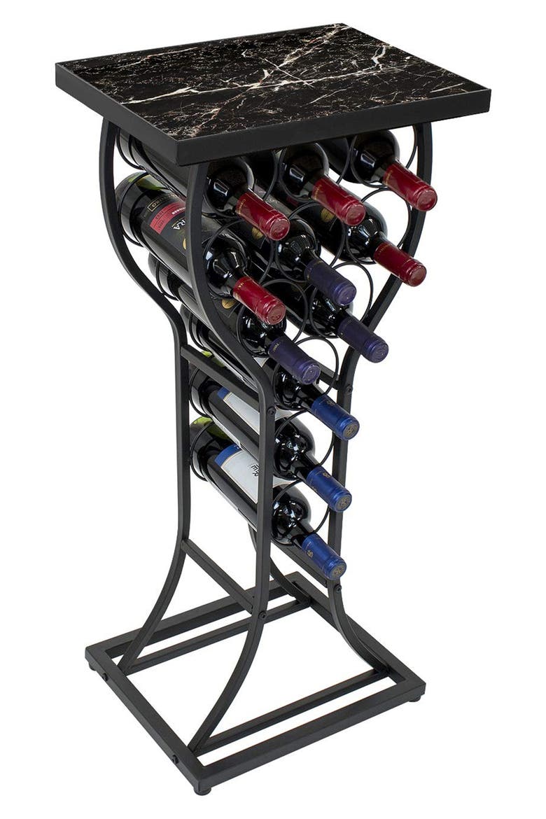 Black Marble Finish Wine Storage Display Rack, Alternate, color, BLACK