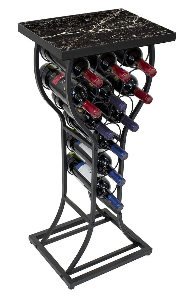 SORBUS Black Marble Finish Wine Storage Display Rack, Alternate, color, Black