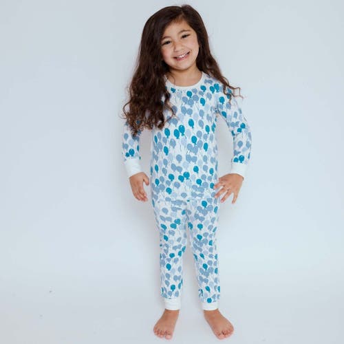 Norani Kids Organic Two-piece Pajama Set In Blue Balloons