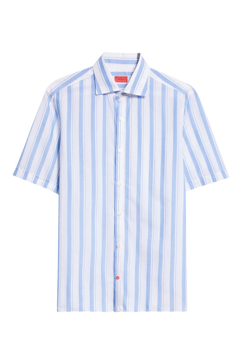 Stripe Short Sleeve Button-Up Shirt, Alternate, color, WHITE/ BLUE
