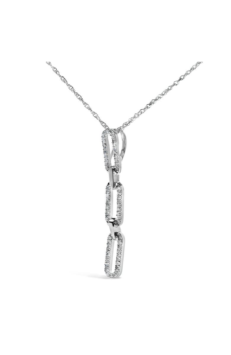 Haus of Brilliance 14K White Gold 1/10 Cttw Diamond Triple Paper Clip Pendant Necklace, Alternate, color, White Gold