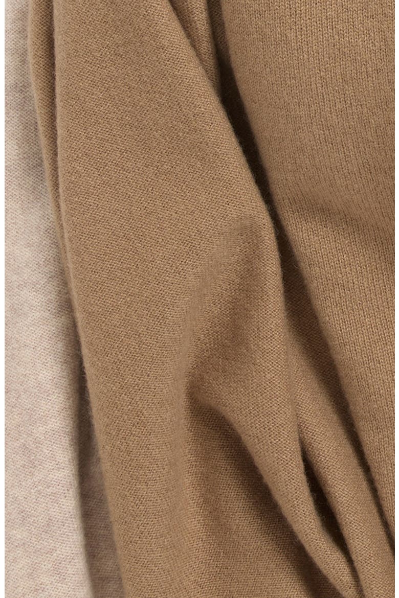Boiled Cashmere Border Wrap Scarf, Alternate, color, BISCUIT