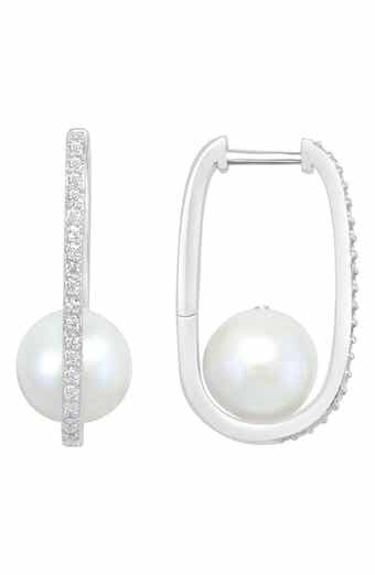 Sterling Silver White Topaz & Freshwater Pearl Drop Earrings
