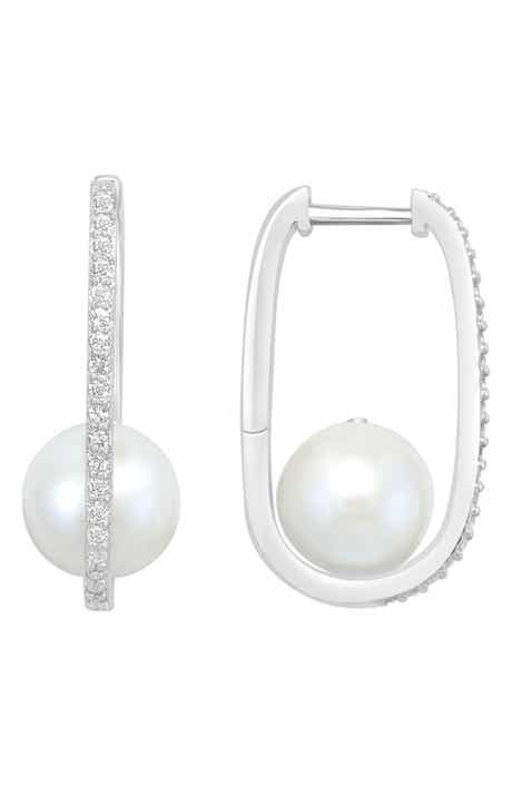Sterling Silver White Topaz & Freshwater Pearl Drop Earrings