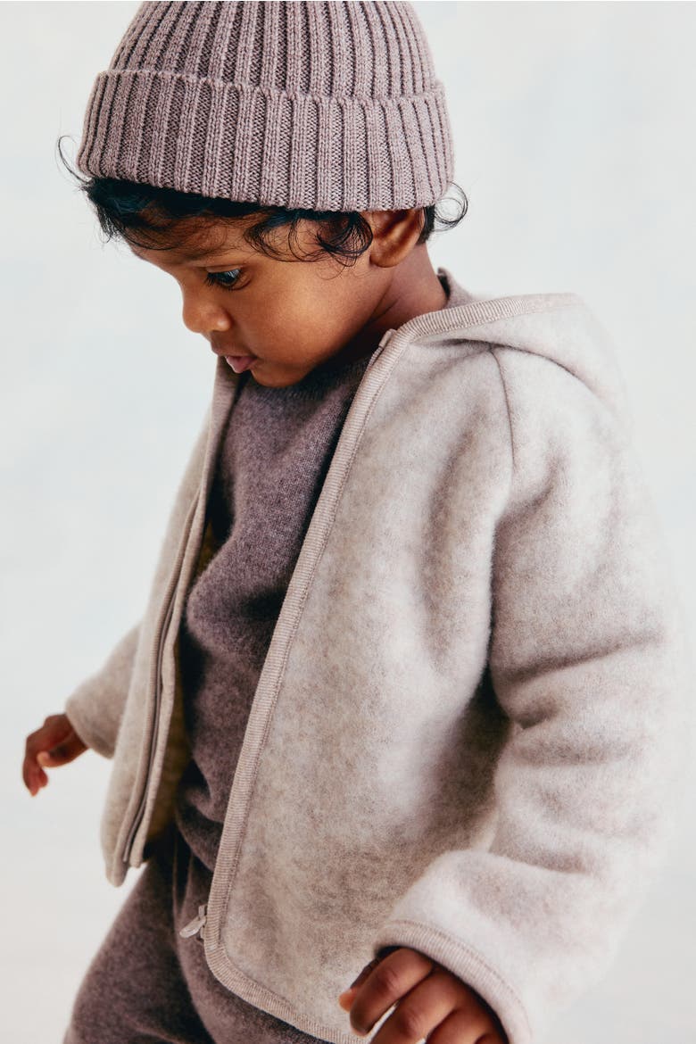 Wool-blend Fleece Cardigan, Alternate, color, Light beige