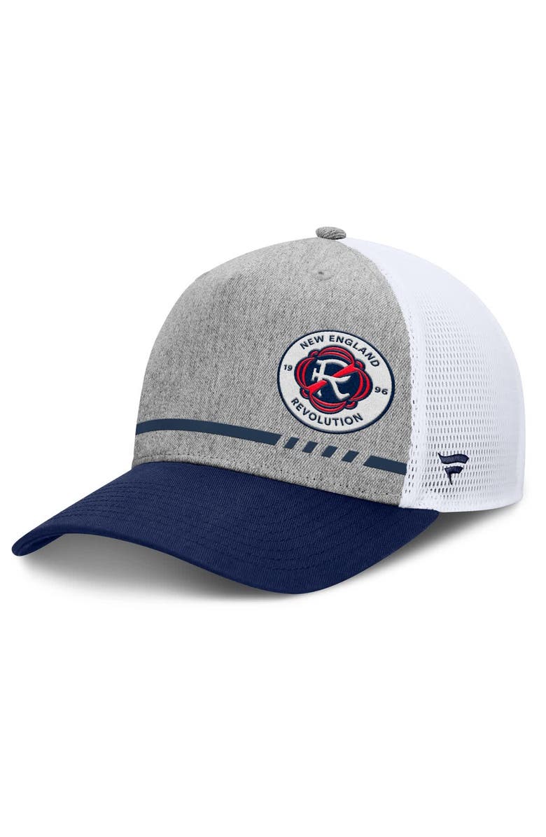 FANATICS Men's Fanatics Heather Gray New England Revolution Low Block Trucker Adjustable Hat, Main, color, 