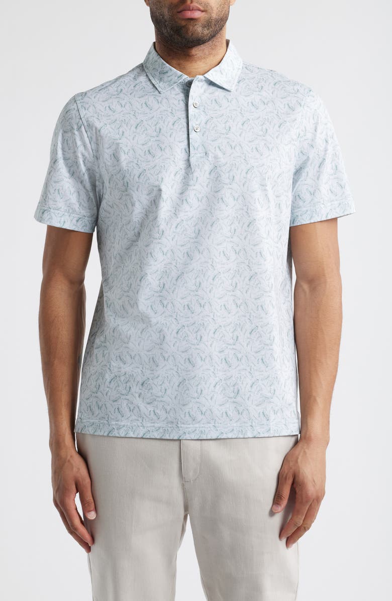 Bugatchi Victor OoohCotton<sup>®</sup> Feather Print Polo, Main, color, Mint