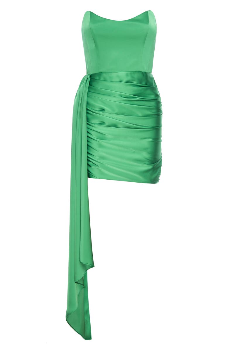 Katie May Chasing Dawn Side Drape Strapless Satin Minidress, Alternate, color,