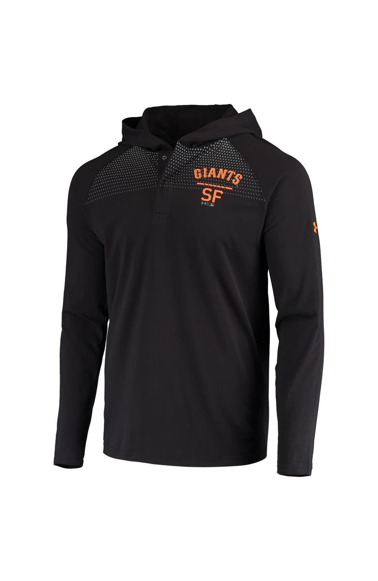 Under Armour Men's Under Armour Black San Francisco Giants Foundry Charged Henley Raglan Tri-Blend Performance Pullover Hoodie, Alternate, color, 