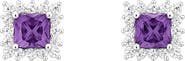House of Frosted Amethyst & White Topaz Halo Stud Earrings