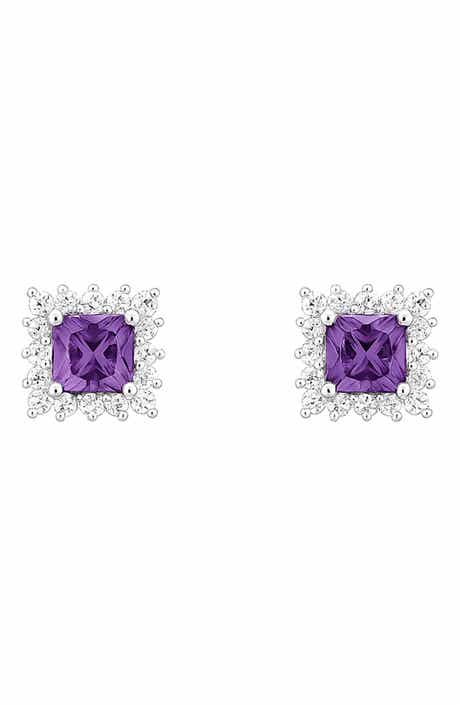 Elizabeth 14K White Gold Plate Sterling Silver Topaz Stud Earrings