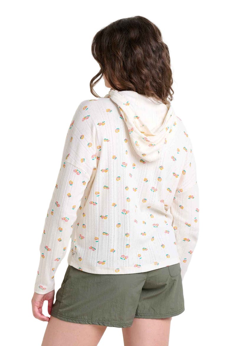 Foothill Pointelle Long Sleeve Hoodie, Alternate, color, Salt Nasturtium Print