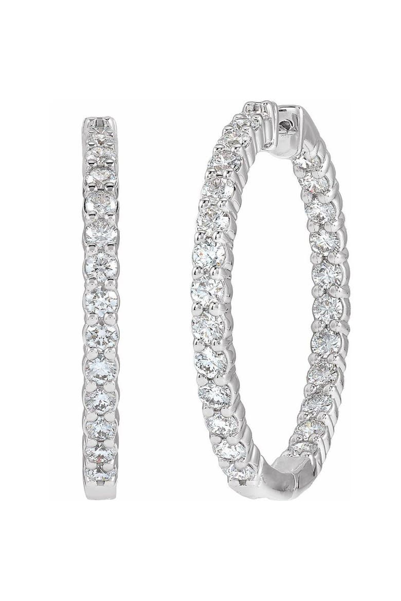 5 CT Lab-Grown Diamond Hoop Earrings in 14K Gold, Main, color, White
