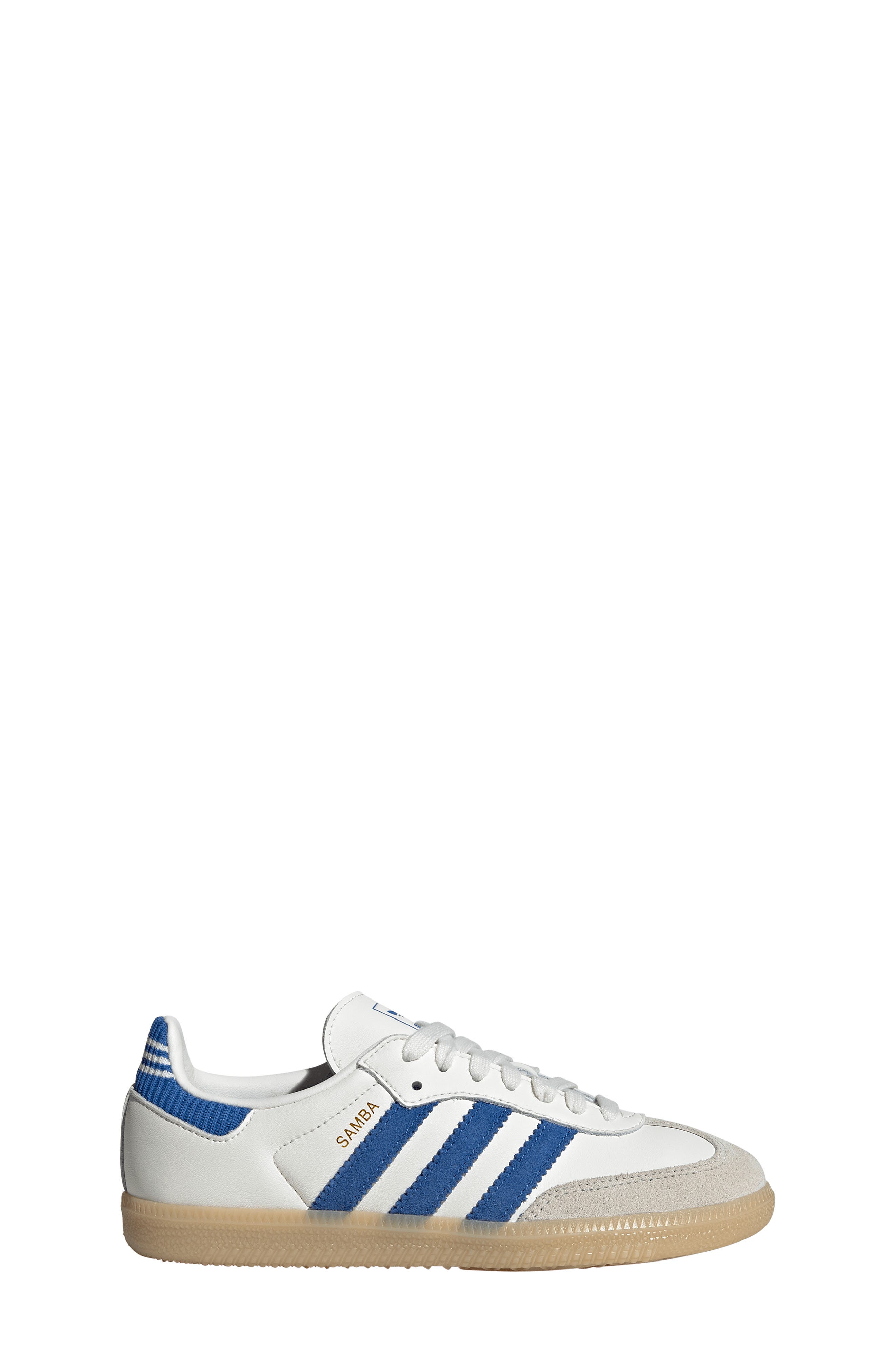 adidas Kids' Samba OG Sneaker, Alternate, color, Cloud White/ Blue/ Gum 3