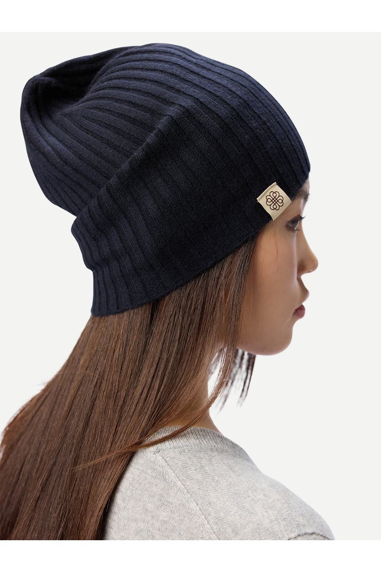 Cashmere Rib Knit Hat, Alternate, color, navy blazer