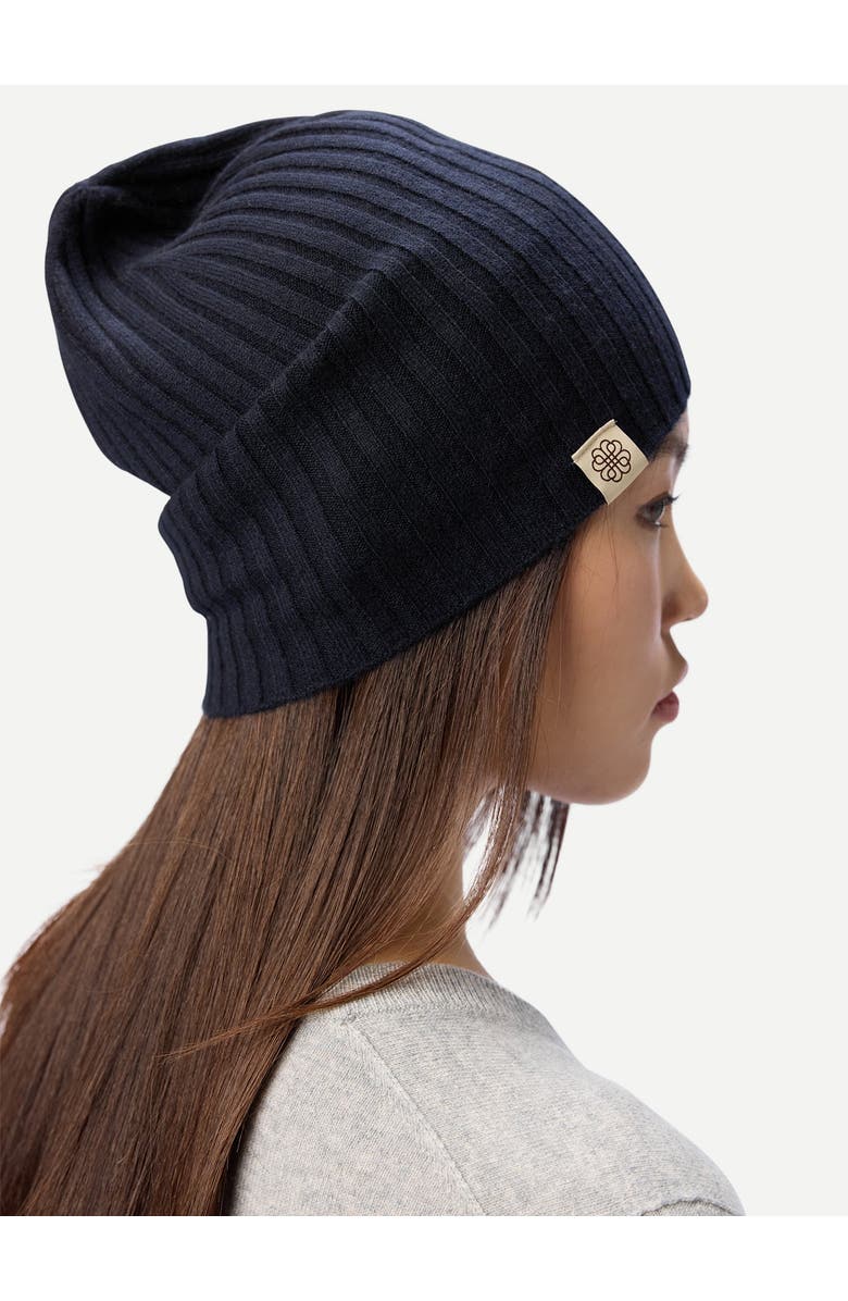 GOBI Mongolian Cashmere Cashmere Rib Knit Hat, Alternate, color, Navy Blazer
