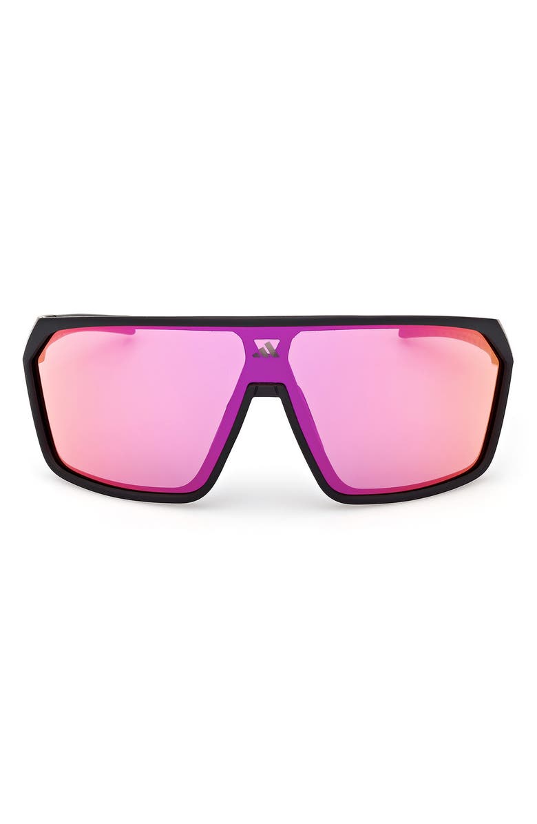 adidas 130mm Shield Sports Sunglasses, Main, color, Matte Black / Mirror Violet