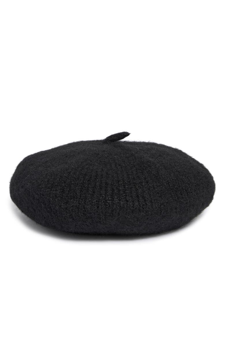 Steve Madden What the Fuzz Beret, Alternate, color, Black