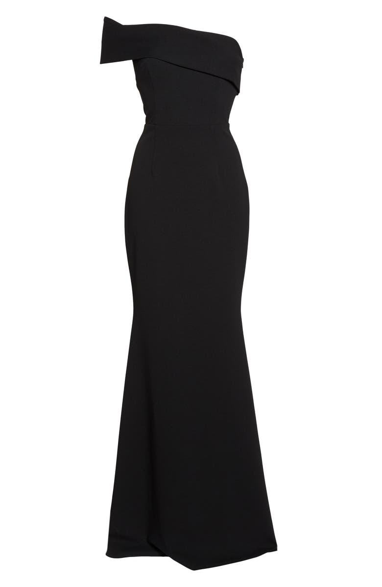 Katie May Titan One-Shoulder Cutout Crepe Gown, Alternate, color, 
