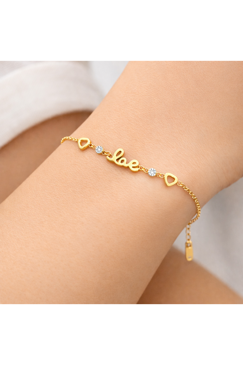 Love & Heart Crystal Station Bracelet, Alternate, color, Gold