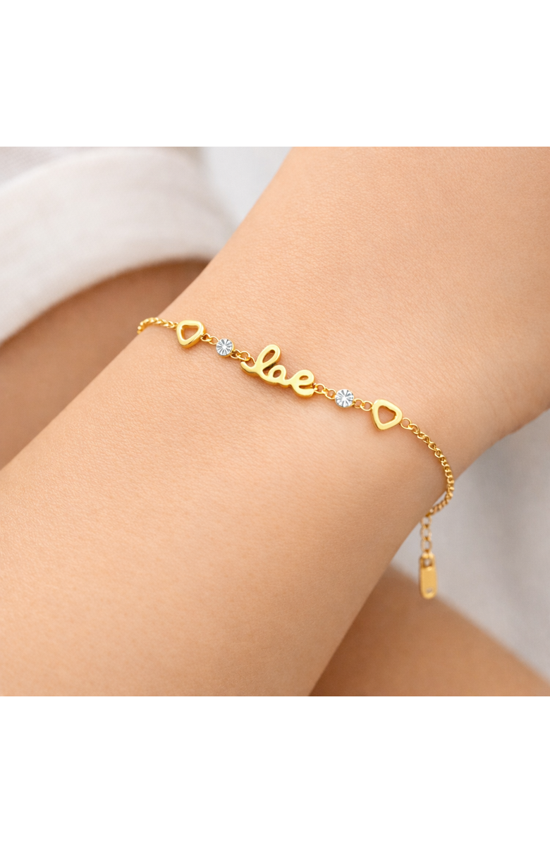 Donatello Gian Love & Heart Crystal Station Bracelet, Alternate, color, Gold