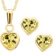 Mignonette 14k Gold Birthstone Necklace & Stud Earrings
