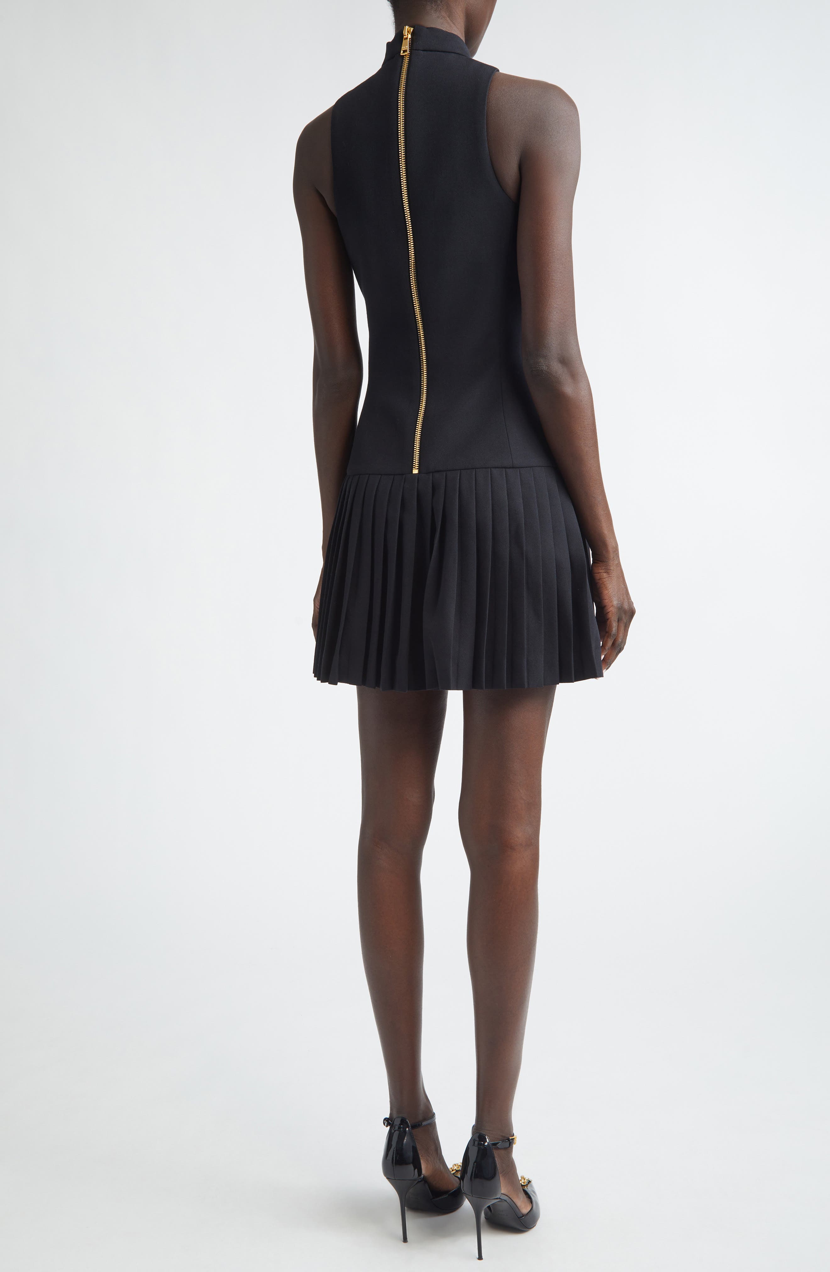 Belted Wool Grain de Poudre Minidress - image 2