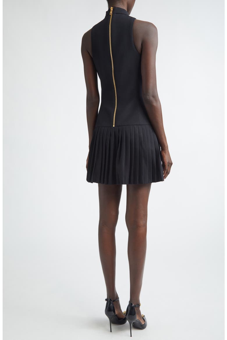 Belted Wool Grain de Poudre Minidress, Alternate, color, BLACK