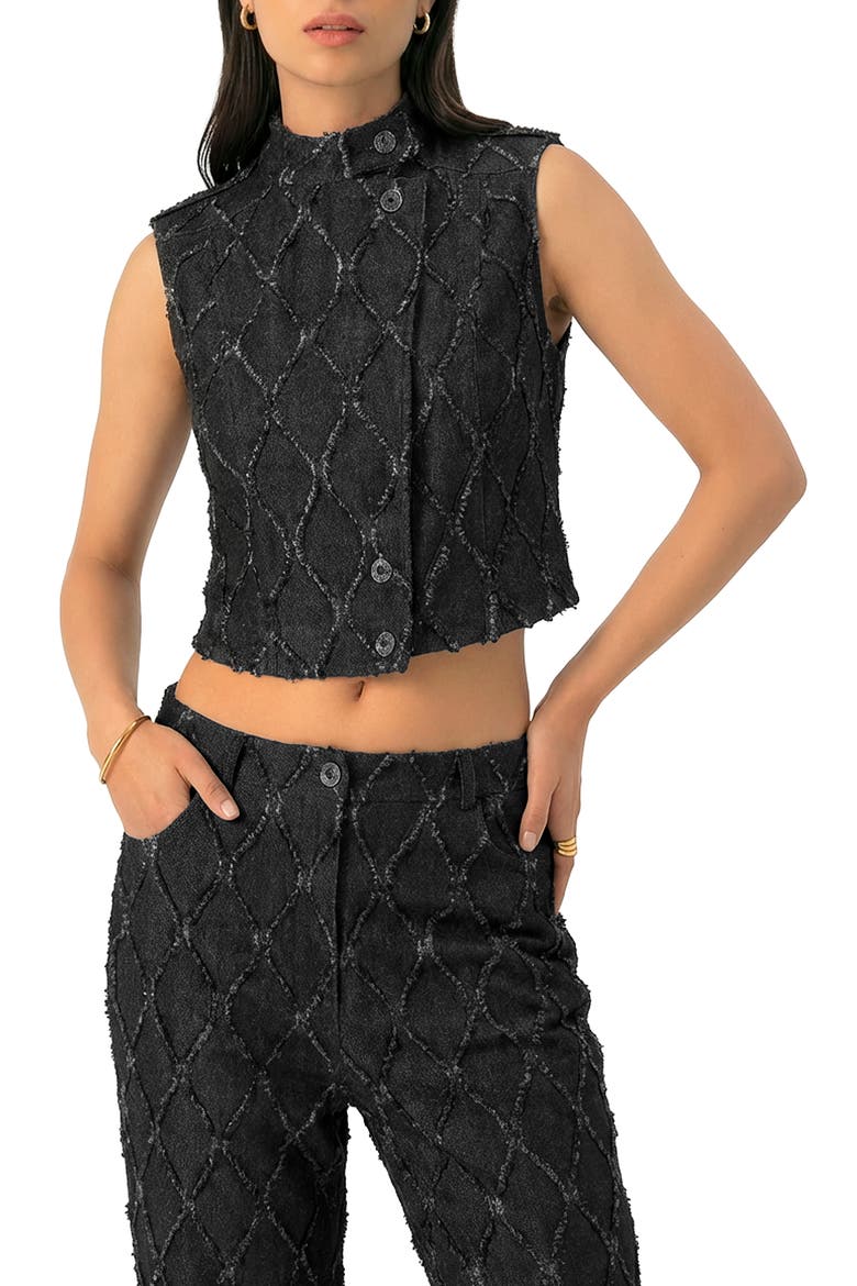 Distressed Denim Vest, Main, color, Black