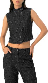 IVONNE Distressed Denim Vest