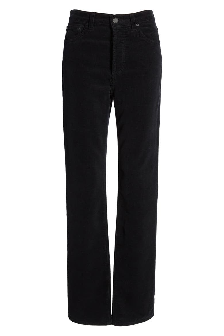 Alexxis High Waist Extended Straight Leg Corduroy Pants, Alternate, color, SUPER BLACK
