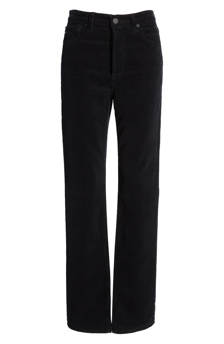 AG Alexxis High Waist Extended Straight Leg Corduroy Pants, Alternate, color, Super Black