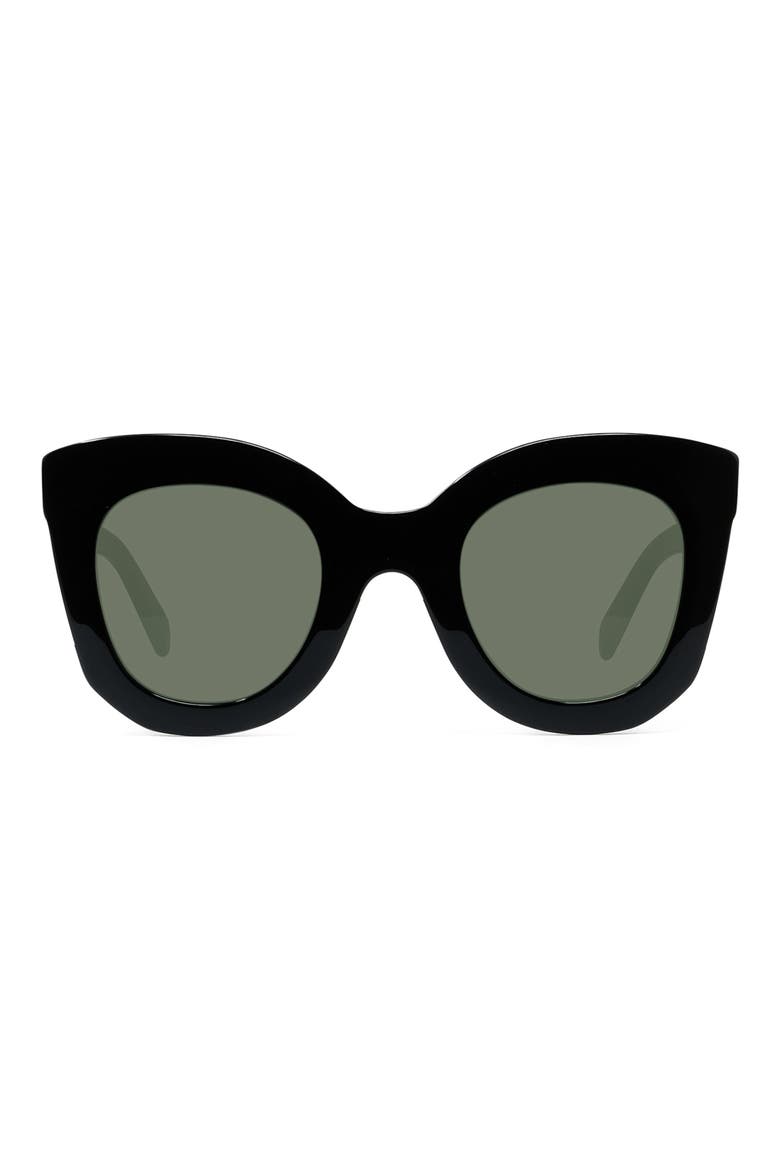 Special Fit 49mm Small Cat Eye Sunglasses, Main, color, BLACK/ GREEN