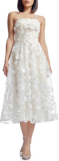 Kailyn Sequin Floral Appliqué Strapless Cocktail Dress