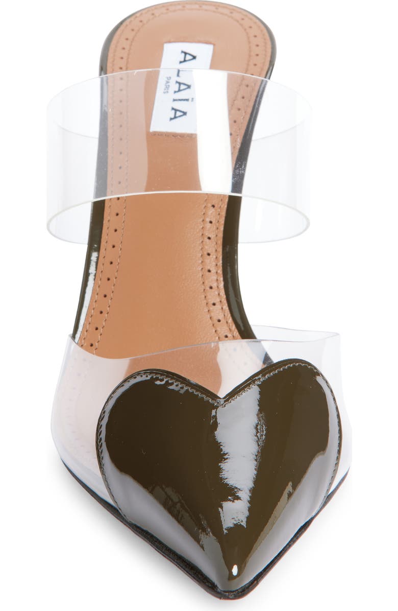 Alaïa High Love Heart Pointed Toe Mule, Alternate, color, Kaki