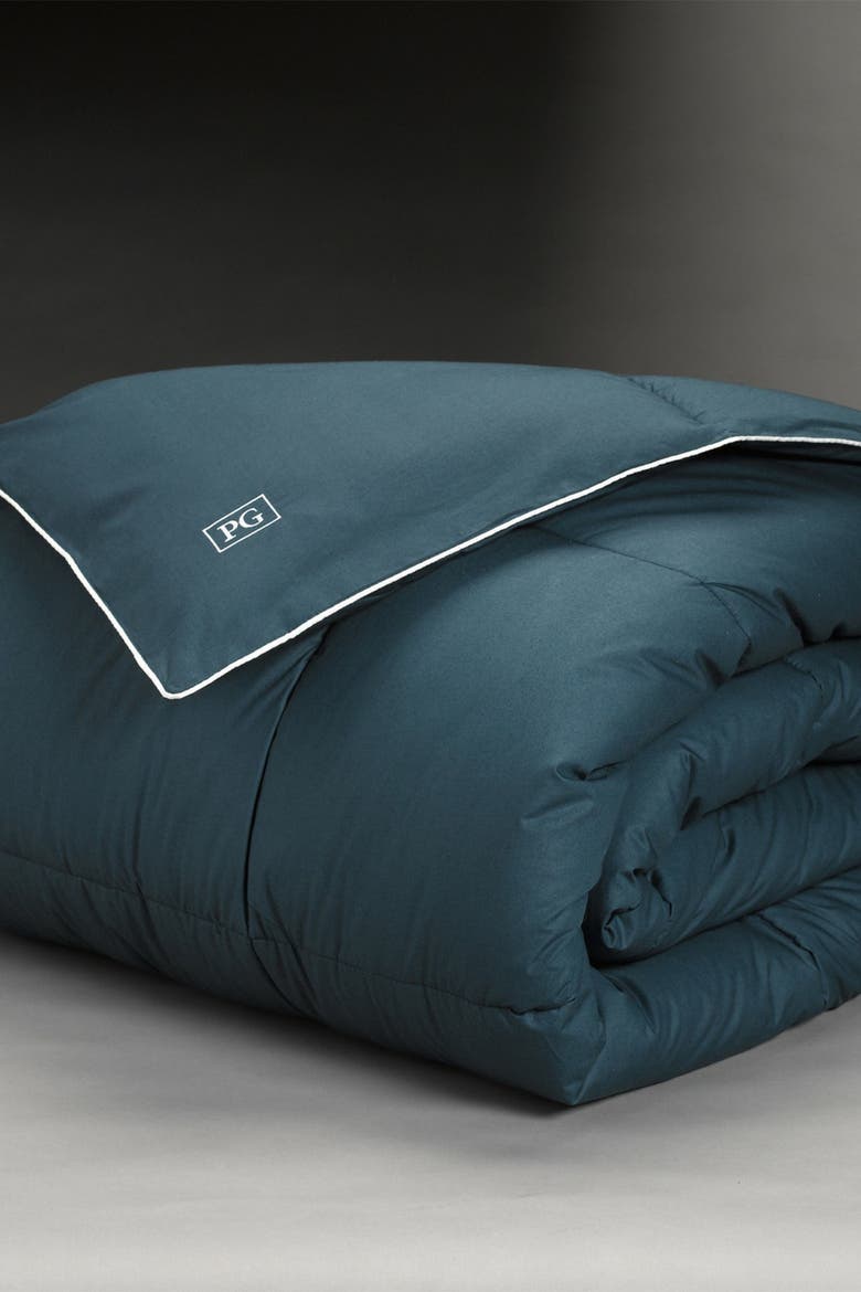 All Season Gel Fiber Down-Alternative Comforter, Alternate, color, NAVY/TEAL WITH WHITE CORD