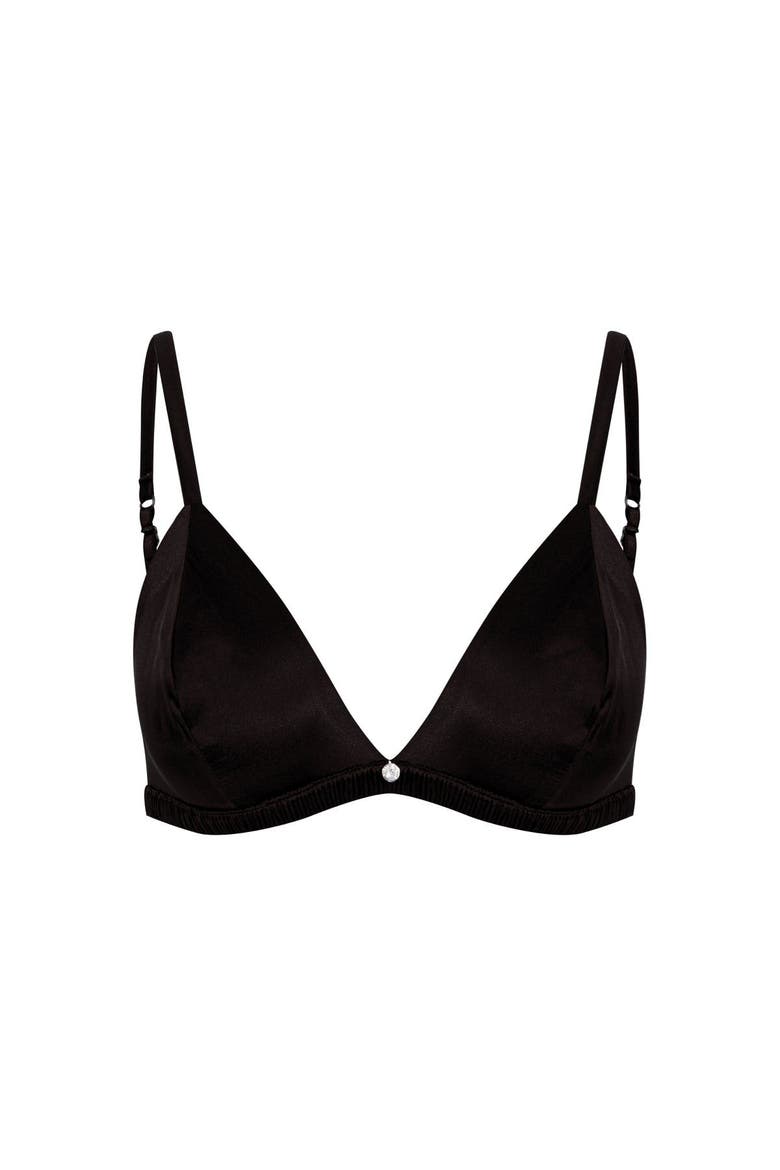 Silk Triangle Bra, Main, color, Black