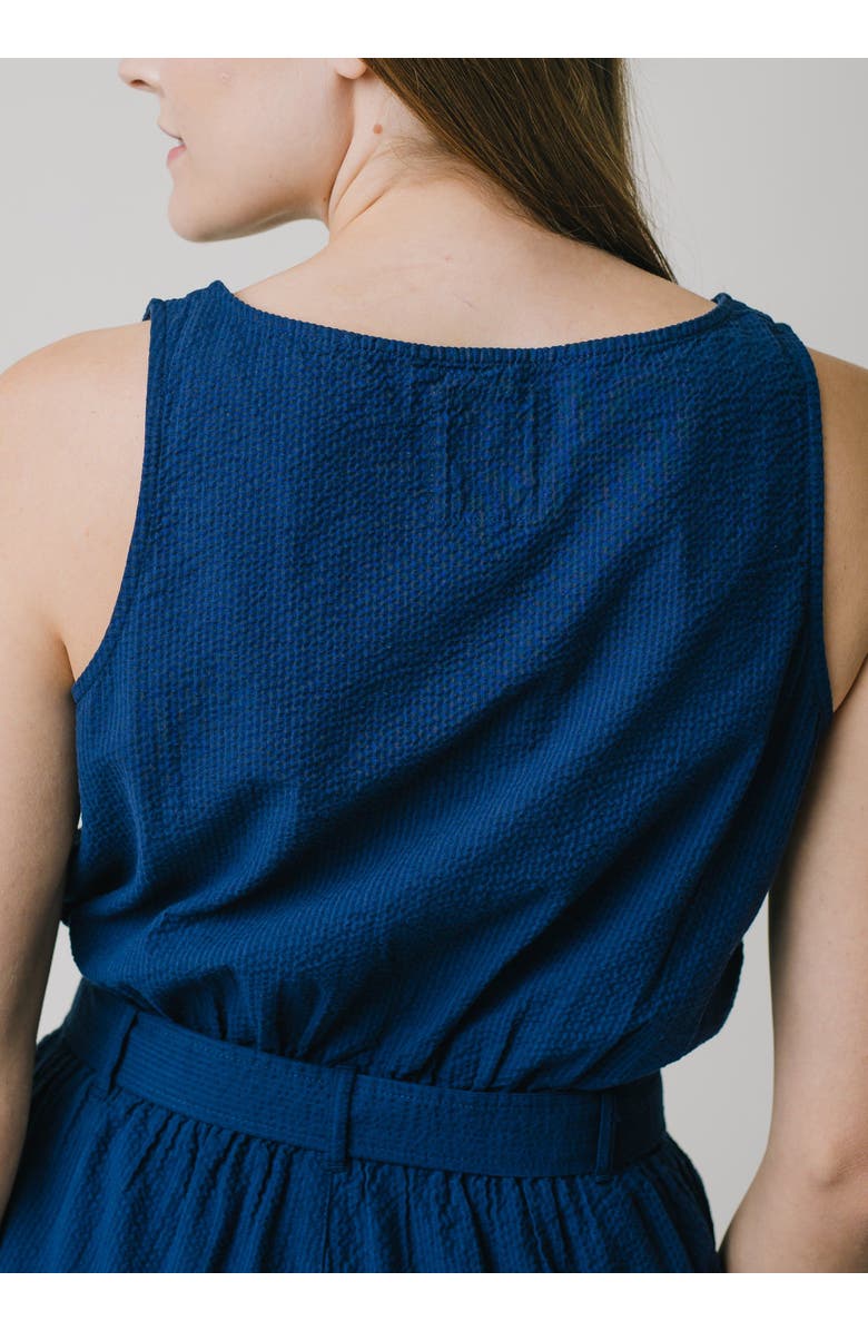 Hope & Henry Women's Organic Seersucker Romper, Alternate, color, Navy Seersucker