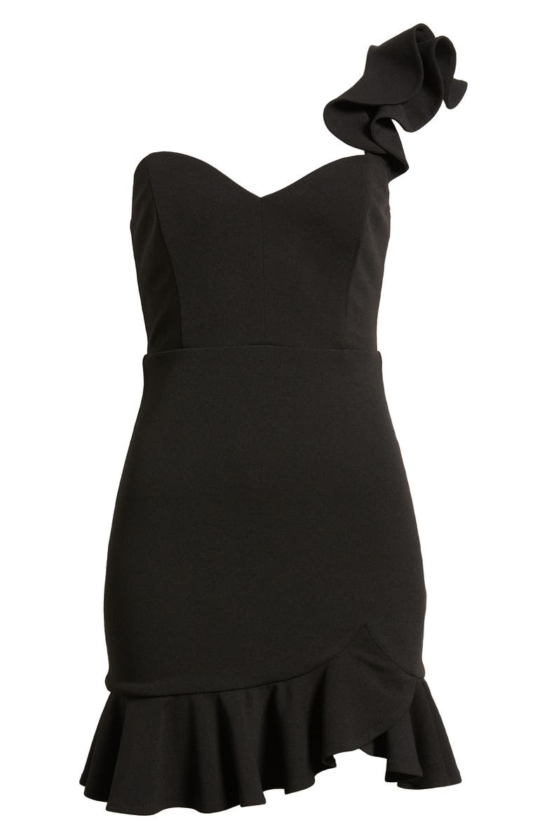 Lulus Captivate Me Ruffle One-Shoulder Cocktail Minidress, Alternate, color,