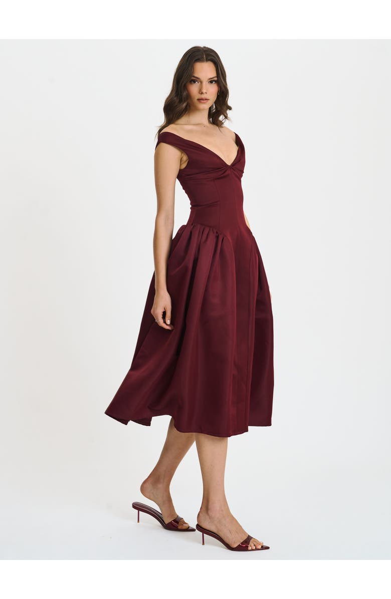 Miss Circle Omella Ruched Bust Sweetheart Flared Maxi Dress, Alternate, color, Burgundy