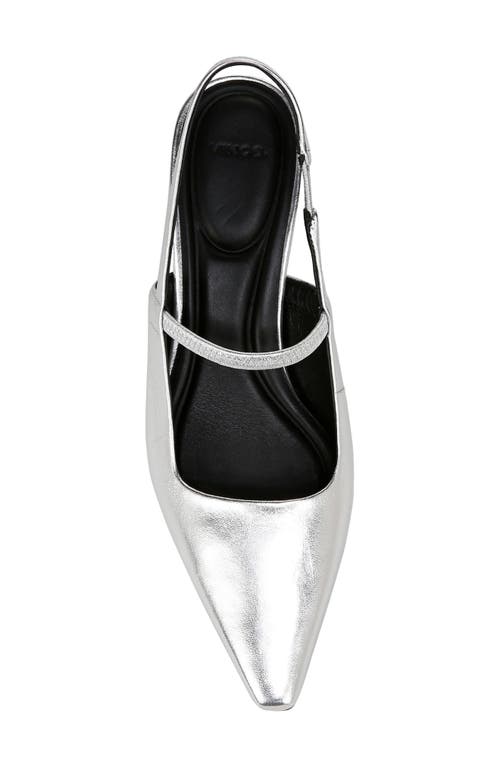 Vince Bianca Metallic Kitten Slingback Pumps In Silver